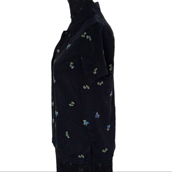 AKS Amy K Su embroidery Palm Trees Black Shirt XSP - Picture 3 of 11